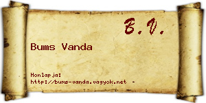 Bums Vanda névjegykártya